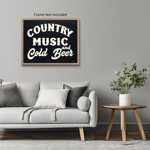 Posterizer 1 pcs-Country Music and Cold beer-Men's Art Collection-Gift for Music Fans- Art for Cafe, Restaurant, Coffee Bar - unframed wall art...